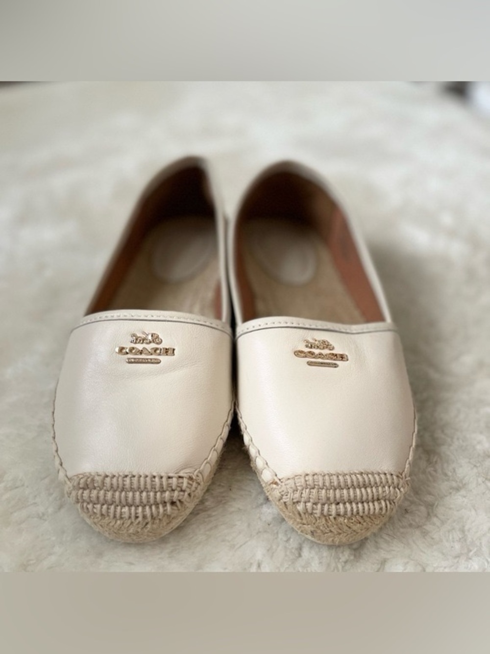 😎 Coach leather Rhodelle espedrilles in cream